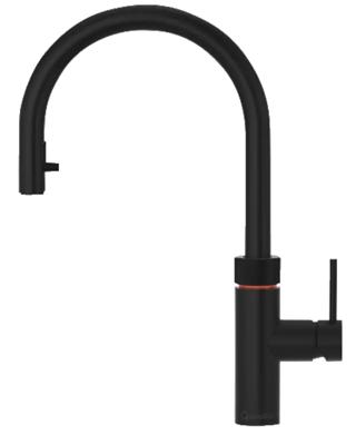 Quooker Flex Round Keukenkraan - Kokend - Warm & Koud Water - Uittrekbare Slang - Kindveilige Dubbeldruk - Zwart