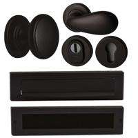 Hardbrass Voordeurset Pragma/Olympia compleet rechtswijzend SKG3 met kerntrekbeveiliging - puurzwart - thumbnail