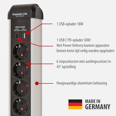 Brennenstuhl 1391030611 Stekkerdoos met schakelaar Zwart, Zilver 1 stuk(s)