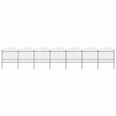 Tuinhek met speerpunt staal 1248x175 cm zwart