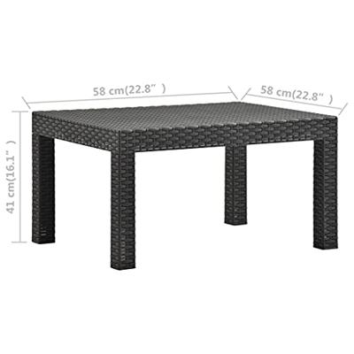 VidaXL Tuintafel 58x58x41 cm pp rattan antracietkleurig VidaXL Tuintafel 58x58x41 cm pp rattan antracietkleurig