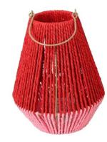 Decostar Windlicht con Bea 27 cm rood met roze - thumbnail