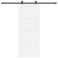 Schuifdeur met Hardware Set 'ORKDAL'Witte Massief Grenen - thumbnail