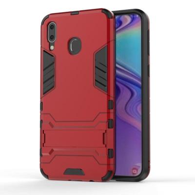 Schokbestendige PC + TPU Case voor Galaxy M20 met houder (rood) Schokbestendige PC + TPU Case voor Galaxy M20 met houder (rood)