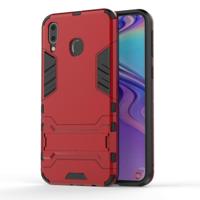 Schokbestendige PC + TPU Case voor Galaxy M20 met houder (rood) - thumbnail