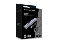 CONCEPTRONIC HUBBIES20GP 7-Port USB 3.2 Gen 1 Hub met voeding, 5 Gbps, USB-C x 3, USB-A x 4 - thumbnail