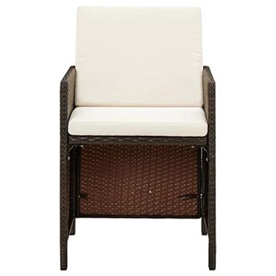 9-delige Tuinset met kussens poly rattan bruin