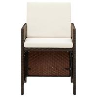 9-delige Tuinset met kussens poly rattan bruin - thumbnail