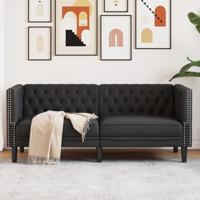 Tweezitsbank Chesterfield-stijl kunstleer zwart - thumbnail