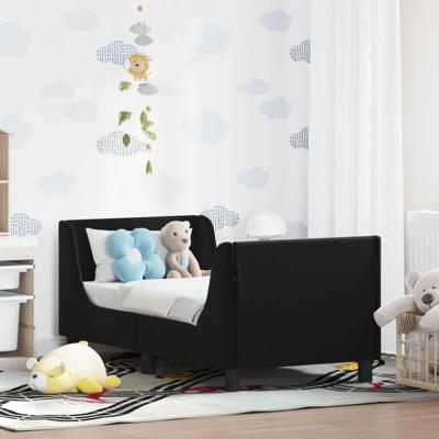 Peuterbedframe met hoofdbord Zwart 70 x 140 cm Fluweel