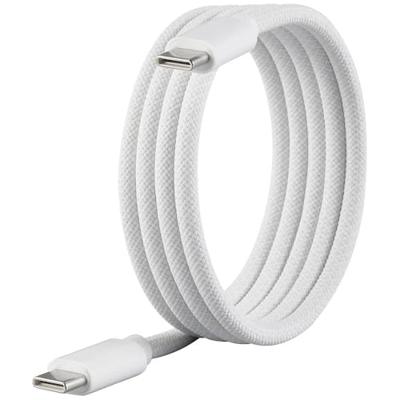 Renkforce RF-6437918 USB-kabel USB 2.0 USB-C stekker, USB-C stekker 1.00 m Wit Met magnetische opwikkeling, Stoffen mantel