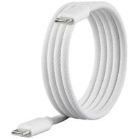 Renkforce RF-6437918 USB-kabel USB 2.0 USB-C stekker, USB-C stekker 1.00 m Wit Met magnetische opwikkeling, Stoffen mantel - thumbnail