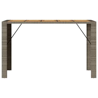 Tuinbartafel acaciahouten blad 185x80x110 cm poly rattan grijs