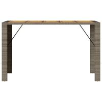 Tuintafel met acaciahouten blad 185x80x110 cm poly rattan grijs - thumbnail