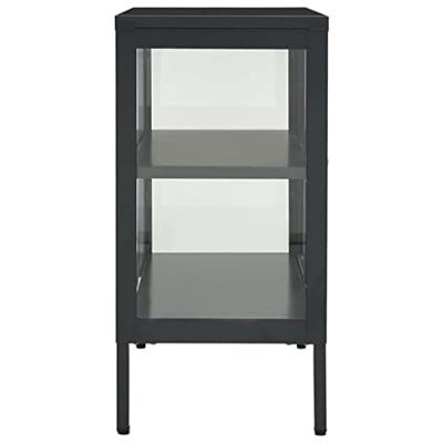 Dressoir 70x35x70 cm staal en glas antracietkleurig