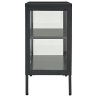 Dressoir 70x35x70 cm staal en glas antracietkleurig - thumbnail