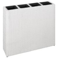 VidaXL Plantenbak verhoogd met 4 potten poly rattan wit - thumbnail