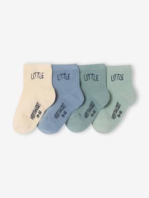 Set van 4 paar babysokjes "little" bleekblauw