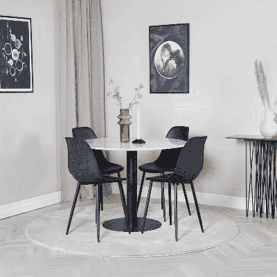 Nohr Ronde Eettafel 'Lenton' Marmer, 106cm, kleur Wit Nohr Ronde Eettafel 'Lenton' Marmer, 106cm, kleur Wit