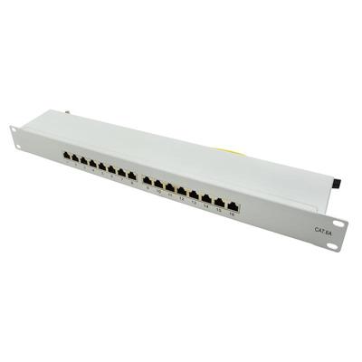 LogiLink Professional NP0075 volledig afgeschermd CAT 6A patch- / verdelerveld met 16 poorten, PoE en PoE+, (1 hoogteeenheid) lichtgrijs
