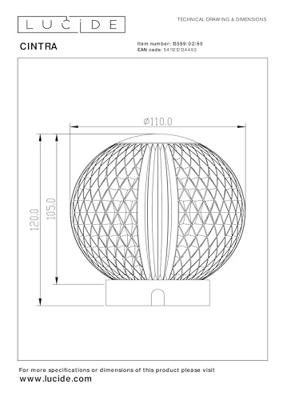 Lucide CINTRA - Oplaadbare Tafellamp - Accu/Batterij - Ø 11 cm - LED 3 StepDim - 1x2W 2700K - Transparant