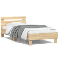Bedframe met hoofdbord zonder matras sonoma eiken 100x200 cm - thumbnail