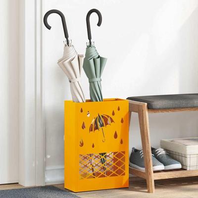 VidaXL Paraplu standaard mosterdgeel 28 x 12 x 41 cm staal VidaXL Paraplu standaard mosterdgeel 28 x 12 x 41 cm staal