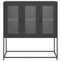 Dressoir 100,5x39x107 cm koudgewalst staal zwart - thumbnail