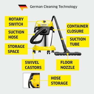 Karcher WD 3 S V-17/4/20 Nat- en droogzuiger | 1000 W | 17L - 1.628-135.0 - thumbnail
