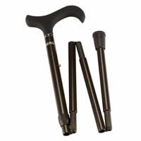 Carbon wandelstok Zwart opvouwbaar met soft Derby handvat 85-95 cm - thumbnail