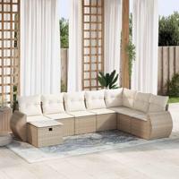 8-delige Loungeset met kussens poly rattan beige - thumbnail