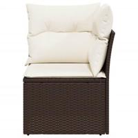 Tuinhoekbank met kussens poly rattan bruin - thumbnail