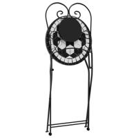 Bistroset mozaïek ijzer en keramiek zwart en wit - thumbnail