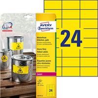 Avery-Zweckform L6131-20 Folie-etiketten 70 x 37 mm Polyester folie Geel 480 stuk(s) Permanent hechtend Laser (kleur), Laser (zwart/wit), Kopiëren (kleur), - thumbnail