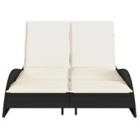 Ligbed met kussens 114x205x73 cm poly rattan zwart - thumbnail