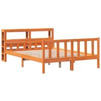 Bedframe met hoofdbord massief grenenhout wasbruin 160x200 cm - thumbnail