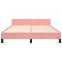 Bedframe met hoofdeinde fluweel roze 140x190 cm - thumbnail