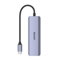 UNITEK Aluminium 4-in-1 USB 3.2 Gen1 gegevensoverdracht 5 Gbps geïntegreerde kabel 15 cm met USB-C stekker 4 poorten 2xUSB-C 2xUSB-A plug and play kleur space grijs aanbevolen voor Macbooks - thumbnail