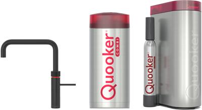 Quooker Fusion square met COMBI boiler en CUBE reservoir 5-in-1 kokend water kraan Zwart
