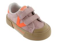 Kinderbaskets van leer en contrast met klittenband VICTORIA rouge - thumbnail