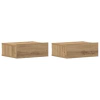 Nachtkastjes 2 st zwevend 40x32x15 cm hout artisanaal eiken - thumbnail