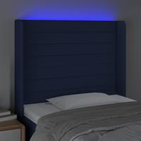 Hoofdbord LED 83x16x118/128 cm stof blauw - thumbnail
