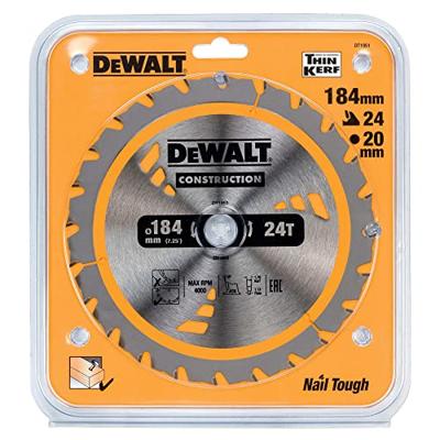 DeWalt Accessoires Cirkelzaagblad 184x20x24t, positief 18°, kerf 1,8mm - DT1951-QZ DeWalt Accessoires Cirkelzaagblad 184x20x24t, positief 18°, kerf 1,8mm - DT1951-QZ