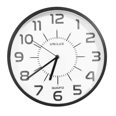 Wandklok unilux pop dia 30.5cm kunststof zwart