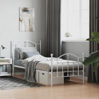 Bedframe met hoofd- en voeteneinde metaal wit 90x200 cm - thumbnail