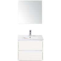 Dante Badmeubelset 60 cm - Wit Hoogglans - Keramische Wastafel Wit Enjoy met Spiegel - thumbnail