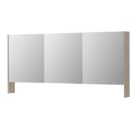 INK SPK3 Spiegelkast - 160x14x74cm - 3 deuren - dubbelzijdige Spiegel - open planchet - schakelaar en stopcontact - MFC Ivoor eiken 1110380 - thumbnail