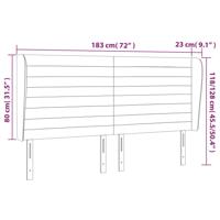 Hoofdbord met randen 183x23x118/128 cm fluweel lichtgrijs - thumbnail