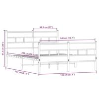 Bedframe zonder matras metaal gerookt eikenkleurig 140x200 cm - thumbnail