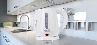 Adler AD 1272 waterkoker 1 l 1600 W Hazelnoot, Wit